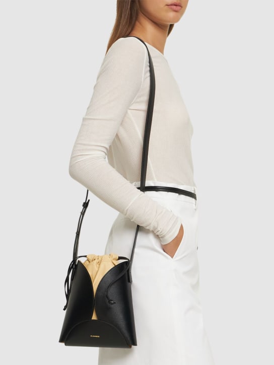 Jil Sander: Borsa a tracolla Ellipse in pelle - Nero - women_1 | Luisa Via Roma