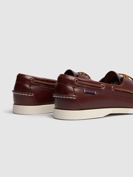 Sebago: Dockside Portland waxed leather loafers - Brown Brunette - men_4 | Luisa Via Roma
