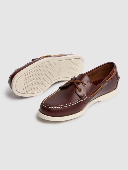 Sebago: Dockside Portland waxed leather loafers - Brown Brunette - men_3 | Luisa Via Roma