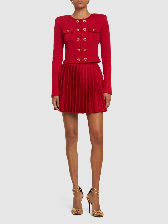 Self-portrait: Pleated knit mini skirt - Red - women_1 | Luisa Via Roma