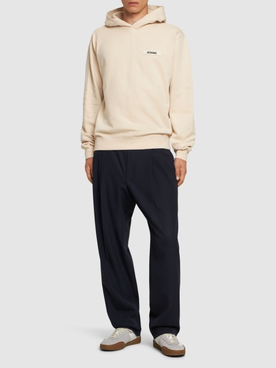 Jacquemus: Le Hoodie Gros Grain cotton sweatshirt - Beige - men_1 | Luisa Via Roma