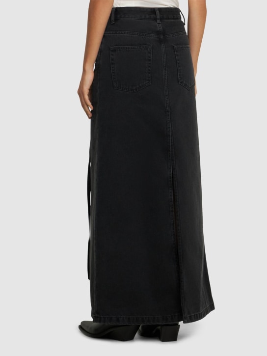 Ann Demeulemeester: Silya asymmetric waist denim long skirt - Faded Grey - women_2 | Luisa Via Roma