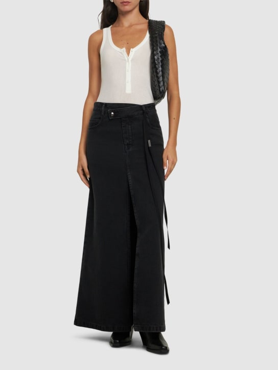 Ann Demeulemeester: Silya asymmetric waist denim long skirt - Faded Grey - women_1 | Luisa Via Roma