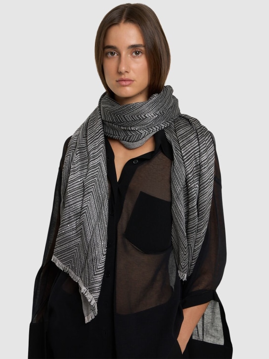 Missoni: Printed wool blend scarf - Grey - women_1 | Luisa Via Roma