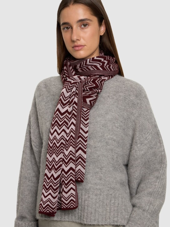 Missoni: Printed wool blend scarf - Red/Multi - women_1 | Luisa Via Roma