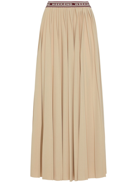 Weekend Max Mara: Bleu pleated jersey midi skirt - women_0 | Luisa Via Roma