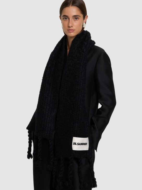 Jil Sander: Mohair blend knit scarf - Black - women_1 | Luisa Via Roma