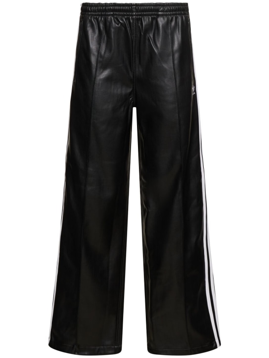 adidas Originals: Firebird faux leather pants - Black/White - women_0 | Luisa Via Roma