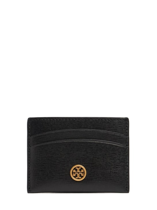 Tory Burch: Robinson leather card holder - Black - women_0 | Luisa Via Roma