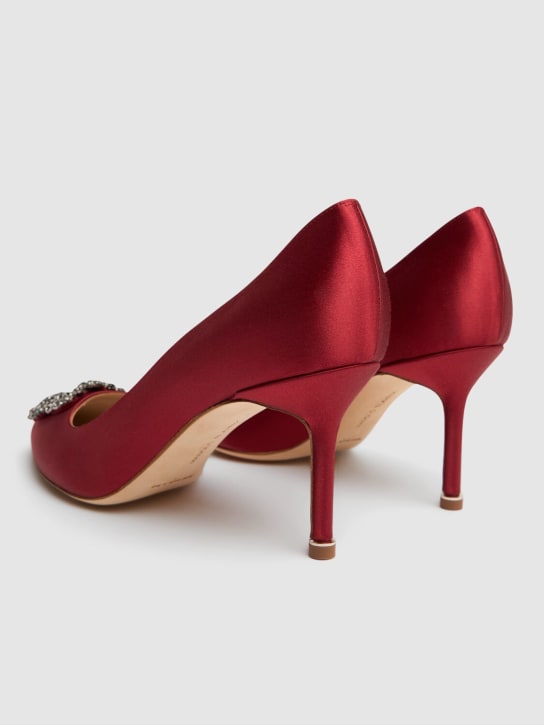 Manolo Blahnik: 70mm Hangisi satin pumps - Dark Red - women_4 | Luisa Via Roma