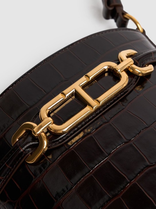 Tom Ford: Borsa a secchiello stampa coccodrillo lucida - Espresso - women_3 | Luisa Via Roma