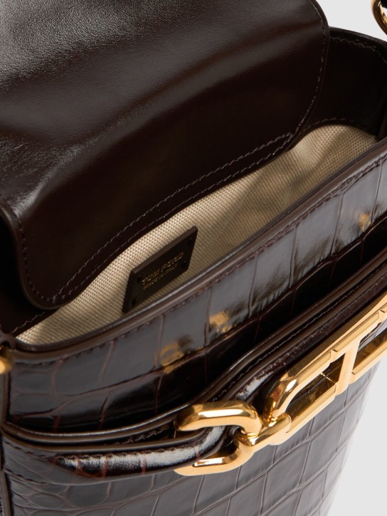 Tom Ford: Borsa a secchiello stampa coccodrillo lucida - Espresso - women_5 | Luisa Via Roma