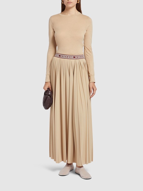 Weekend Max Mara: Bleu pleated jersey midi skirt - women_1 | Luisa Via Roma