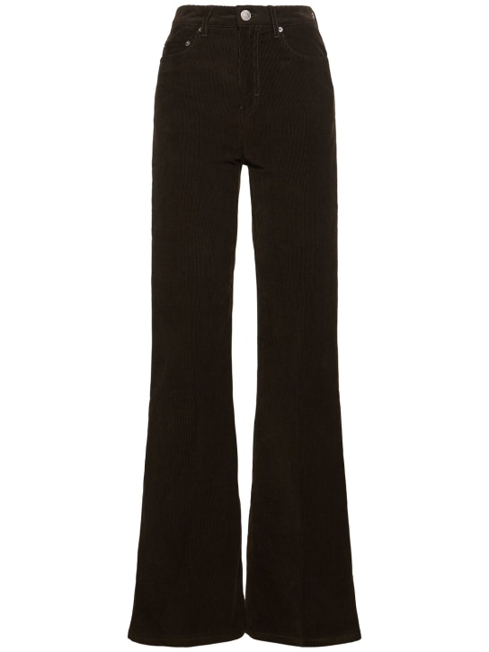 AMI Paris: Cotton high rise flared pants - Brown - women_0 | Luisa Via Roma