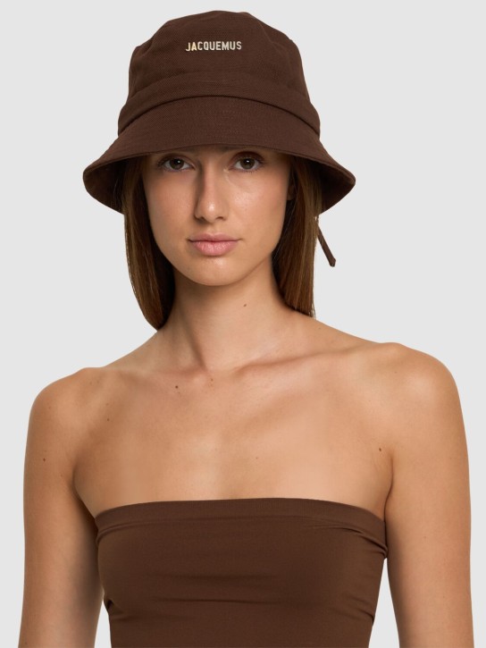 Jacquemus: Le Bob Gadjo cotton logo bucket hat - women_1 | Luisa Via Roma
