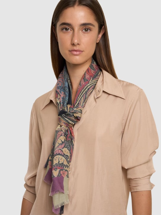 Etro: Printed wool & silk scarf - women_1 | Luisa Via Roma