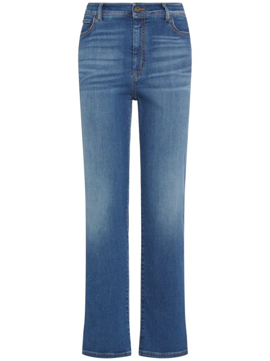 Weekend Max Mara: Jean droit en denim de coton Ortisei - Bleu - women_0 | Luisa Via Roma