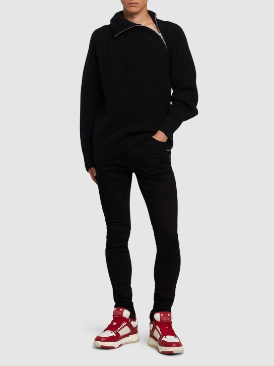 Amiri: 15cm Stack cotton denim jeans - Black - men_1 | Luisa Via Roma