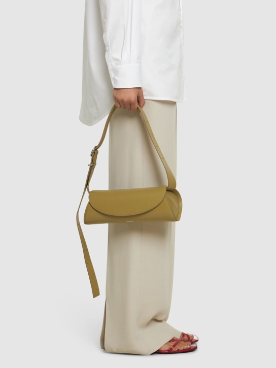 Jil Sander: Small Cannolo smooth leather bag - Pale Linden - women_1 | Luisa Via Roma