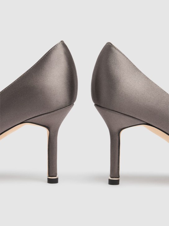Manolo Blahnik: 70mm Hangisi satin pumps - Dark Grey - women_4 | Luisa Via Roma