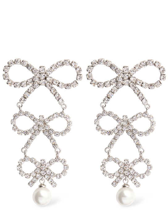 Self-portrait: Tiered crystal bow pendant earrings - women_0 | Luisa Via Roma