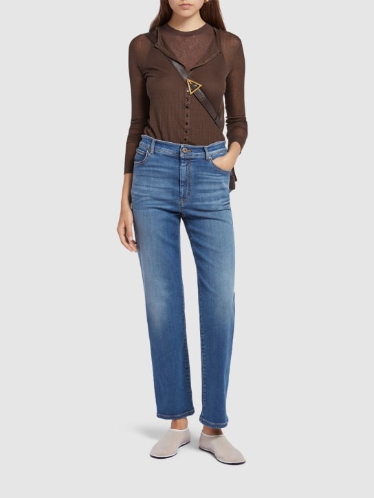 Weekend Max Mara: Jean droit en denim de coton Ortisei - Bleu - women_1 | Luisa Via Roma