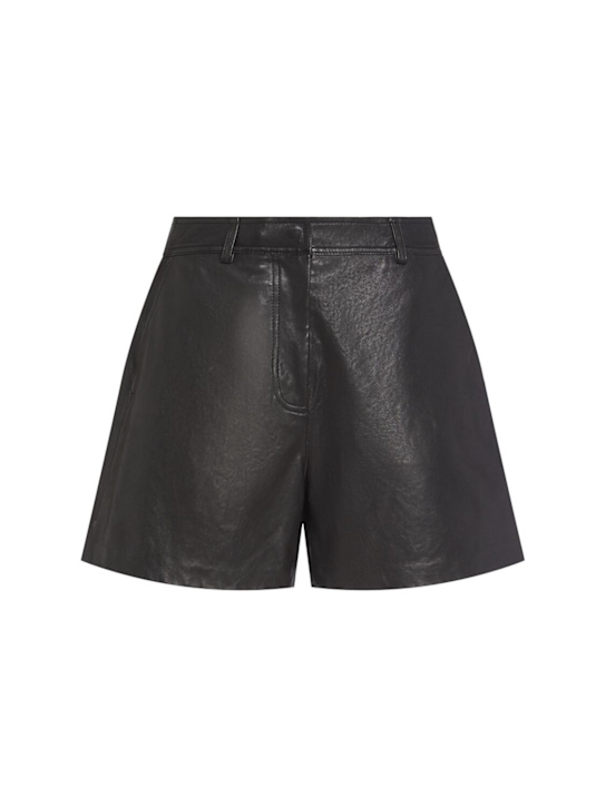 Weekend Max Mara: Virgola leather shorts - women_0 | Luisa Via Roma