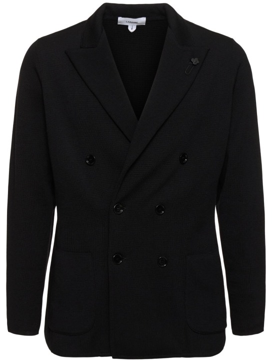 Lardini: Wool knitted blazer - men_0 | Luisa Via Roma