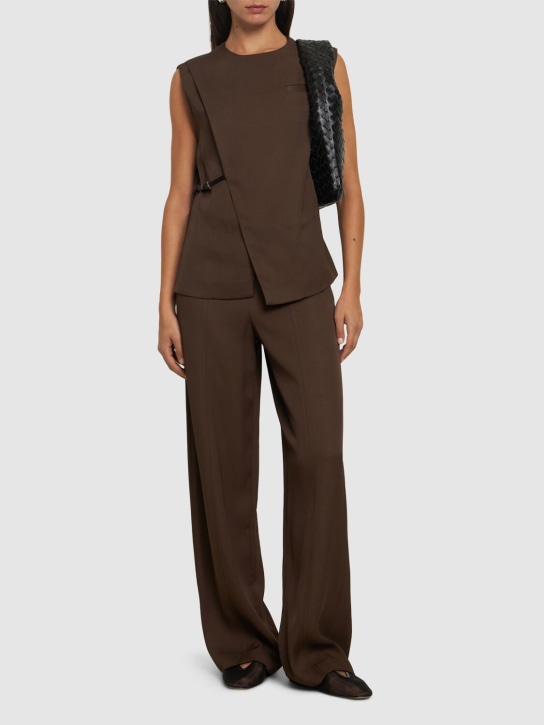 Loulou Studio: Talia high rise straight pants - Brown - women_1 | Luisa Via Roma