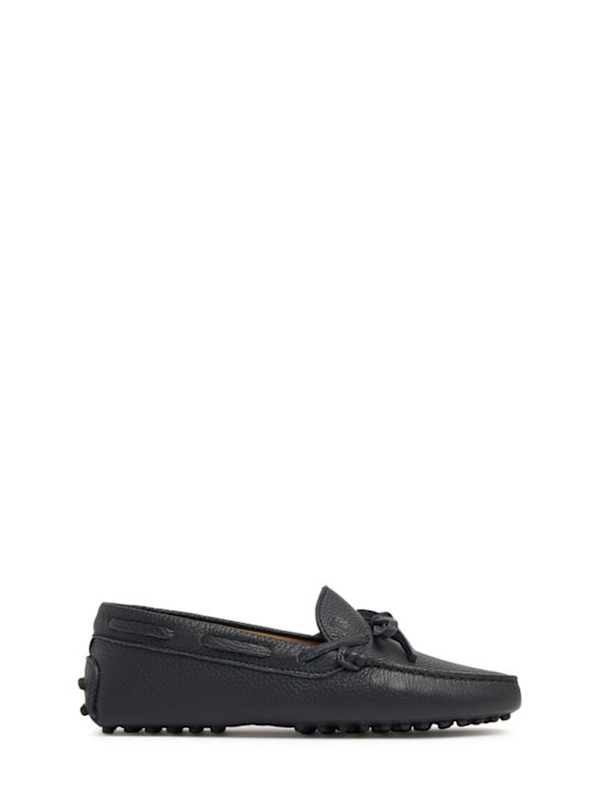 TOD'S JUNIOR: Gommino leather loafers w/laces - Black - kids-girls_0 | Luisa Via Roma