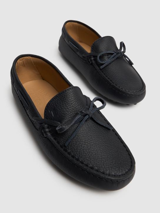 TOD'S JUNIOR: Gommino leather loafers w/laces - Black - kids-girls_1 | Luisa Via Roma