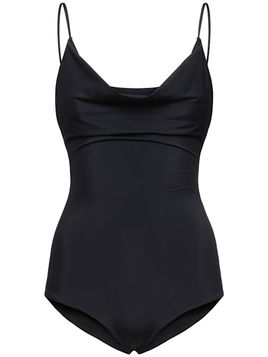 Magda Butrym: Draped Lycra one piece swimsuit - Black - women_0 | Luisa Via Roma