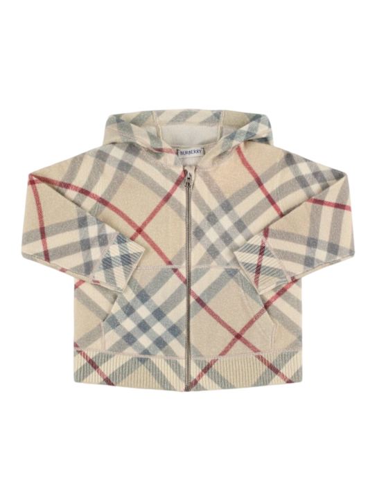 Burberry: Cardigan in lana check con zip - kids-girls_0 | Luisa Via Roma