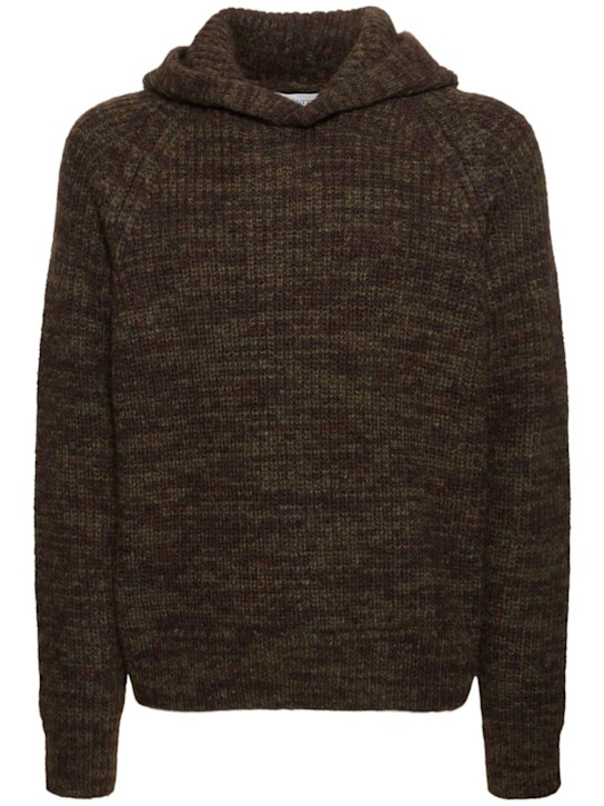 Laneus: Knitted hoodie - Military Green - men_0 | Luisa Via Roma