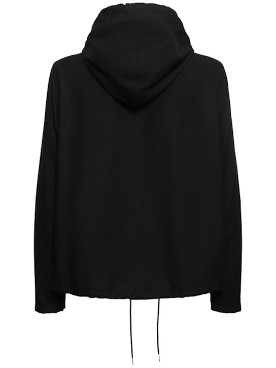 Y-3: Wool blend flannel zip hoodie - men_4 | Luisa Via Roma