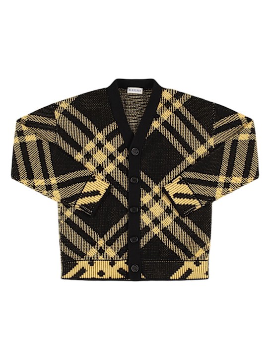 Burberry: Cardigan in maglia di cotone check - kids-girls_0 | Luisa Via Roma