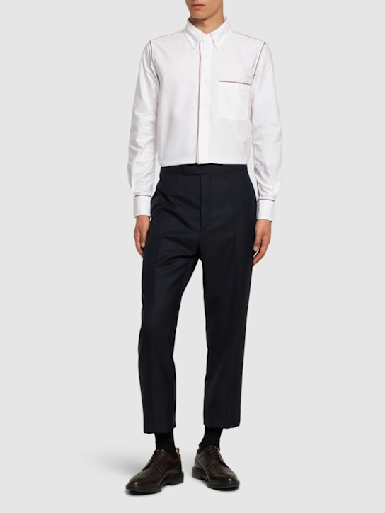 Thom Browne: Chemise droite en coton - Blanc - men_1 | Luisa Via Roma