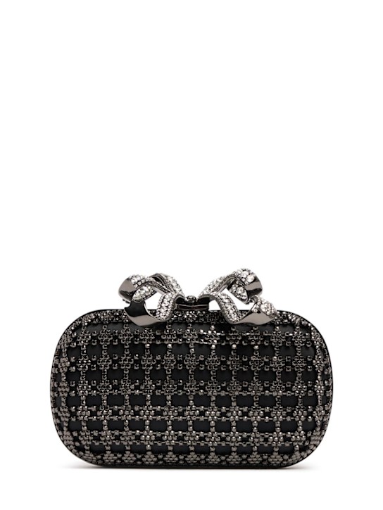 Self-portrait: Chainmail crystal bow clutch - Black - women_0 | Luisa Via Roma