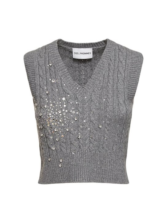 Des Phemmes: Embellished cropped knit vest - women_0 | Luisa Via Roma