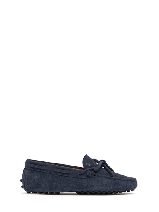 TOD'S JUNIOR: Gommino suede loafers w/laces - Blue - kids-boys_0 | Luisa Via Roma