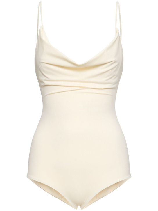 Magda Butrym: Draped Lycra one piece swimsuit - Ivory - women_0 | Luisa Via Roma