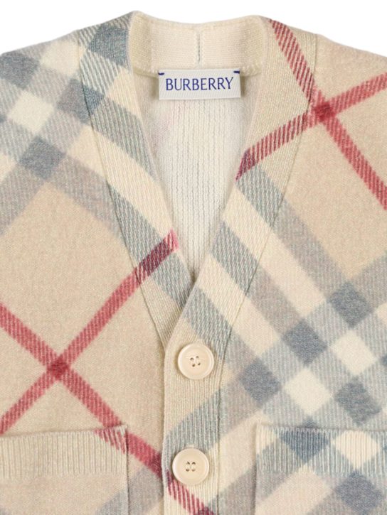 Burberry: Cardigan in maglia di lana check - kids-girls_1 | Luisa Via Roma