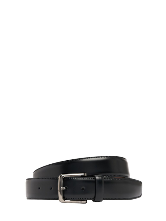 Tod's: 3.5 New Basic leather belt - Black - men_0 | Luisa Via Roma