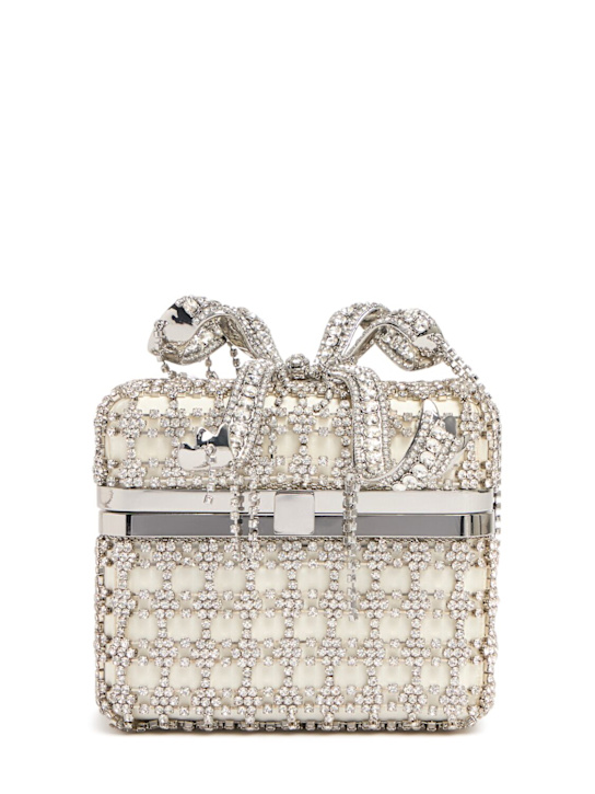 Self-portrait: Chainmail crystal vanity case - Cream - women_0 | Luisa Via Roma