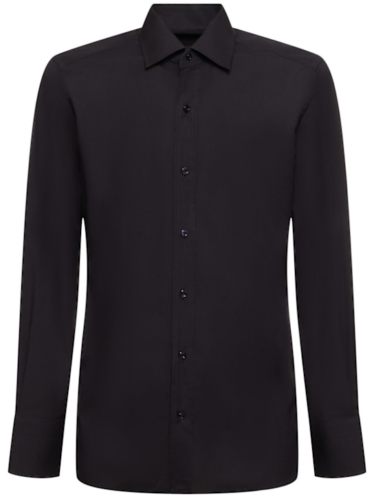 Tom Ford: Cotton poplin slim fit shirt - Black - men_0 | Luisa Via Roma