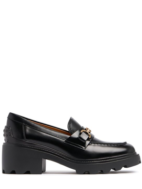 Tod's: 60mm Gomma brushed leather pumps - Black - women_0 | Luisa Via Roma