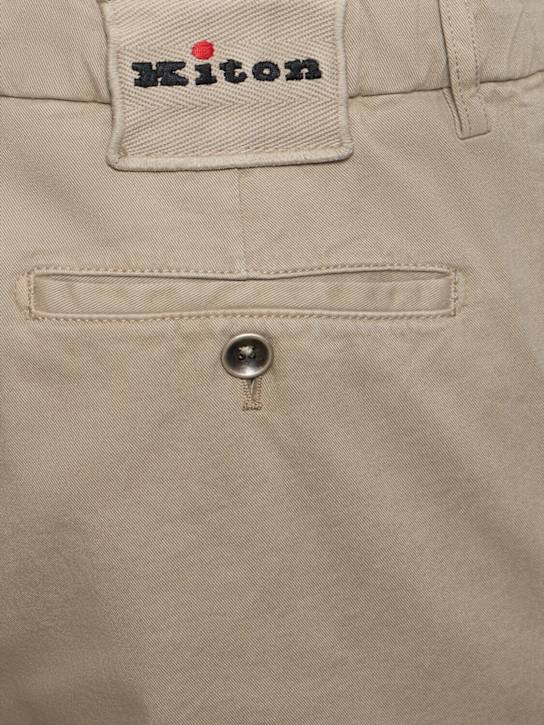 Kiton: Cotton blend chino pants - Sand - men_3 | Luisa Via Roma