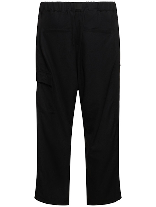 Y-3: Wool blend flannel cargo pants w/belt - men_4 | Luisa Via Roma
