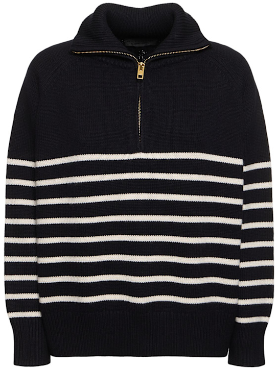 Nili Lotan: Ganze striped cashmere sweater - Navy/Ivory - women_0 | Luisa Via Roma