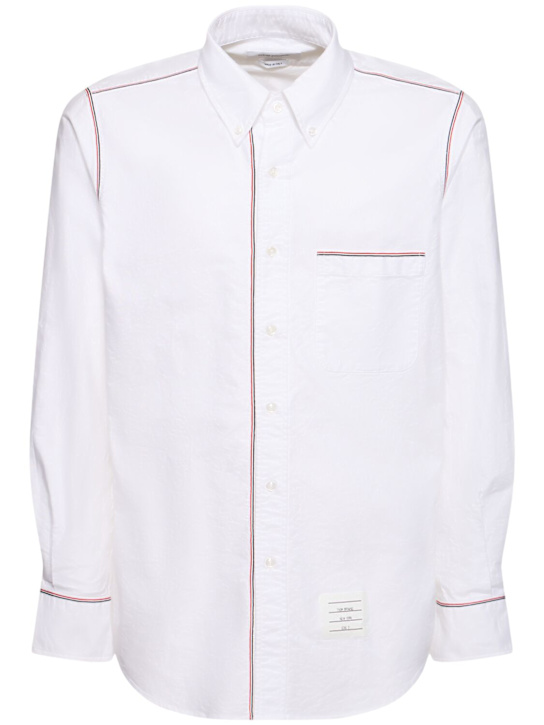 Thom Browne: Chemise droite en coton - Blanc - men_0 | Luisa Via Roma